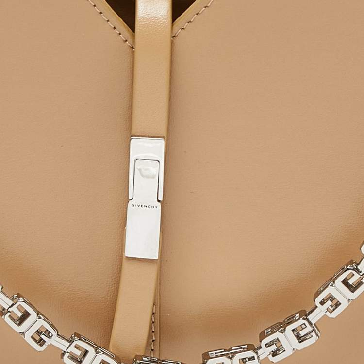 Pre Owned Givenchy Cream Glossy Leather Chain Cut Out Bag