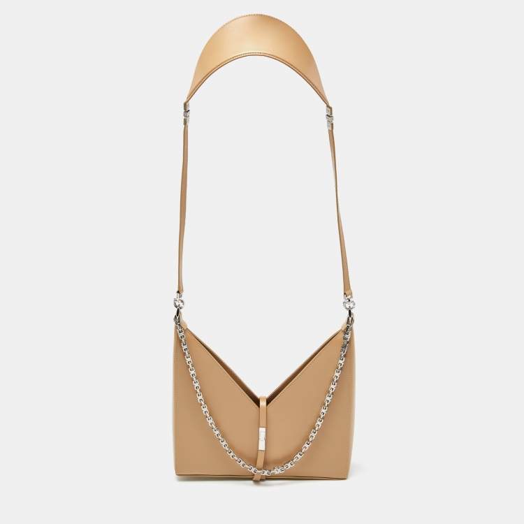 Pre Owned Givenchy Cream Glossy Leather Chain Cut Out Bag