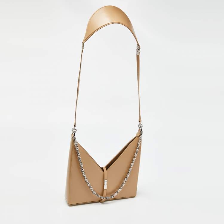 Pre Owned Givenchy Cream Glossy Leather Chain Cut Out Bag