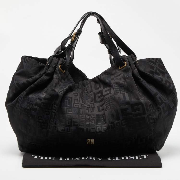Pre Owned Givenchy Black Monogram Canvas and Leather Hobo