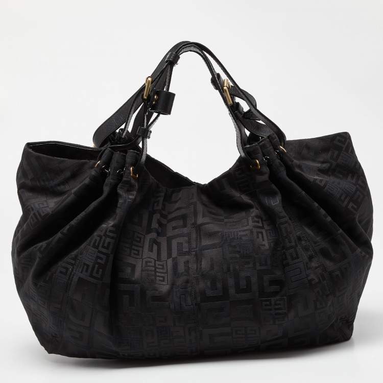 Pre Owned Givenchy Black Monogram Canvas and Leather Hobo