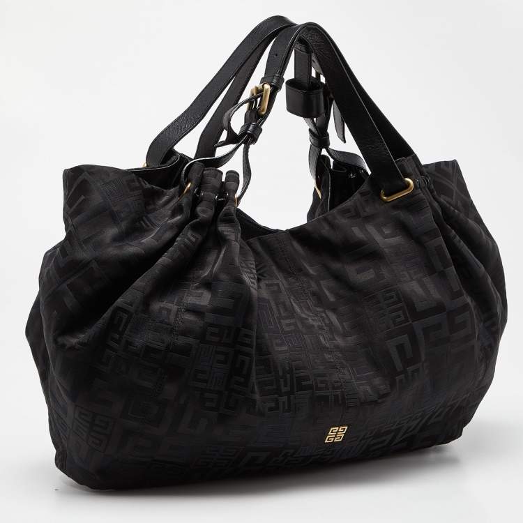 Pre Owned Givenchy Black Monogram Canvas and Leather Hobo