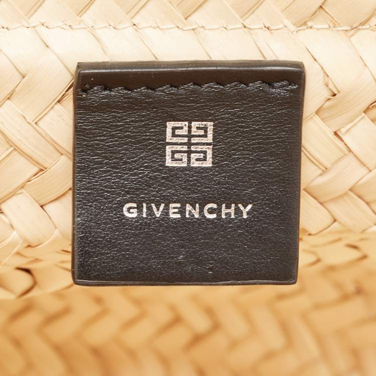 Pre Owned Givenchy Black/Natural Raffia and Leather Small Voyou Basket Bag
