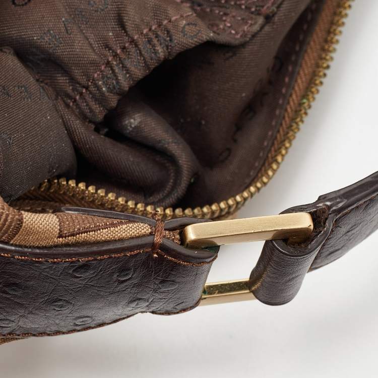 Pre Owned Givenchy Beige/Brown Signature Canvas and Croc Embossed Leather Hobo