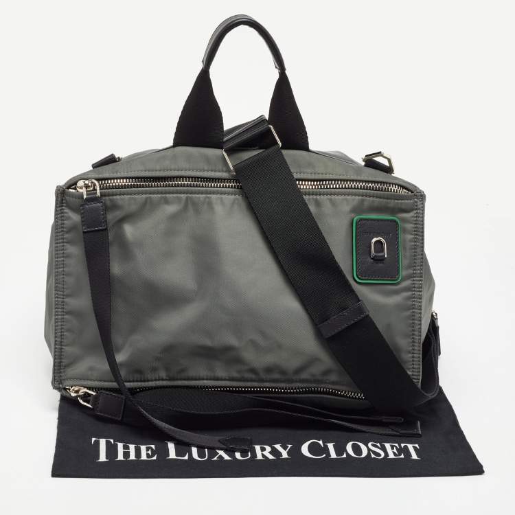 Pre Owned Givenchy Grey/Black Nylon Pandora Top Handle Bag