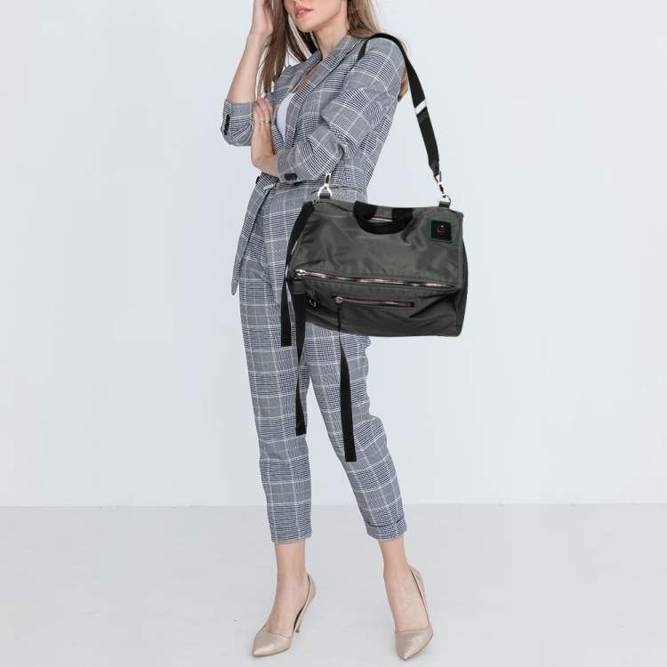 Pre Owned Givenchy Grey/Black Nylon Pandora Top Handle Bag