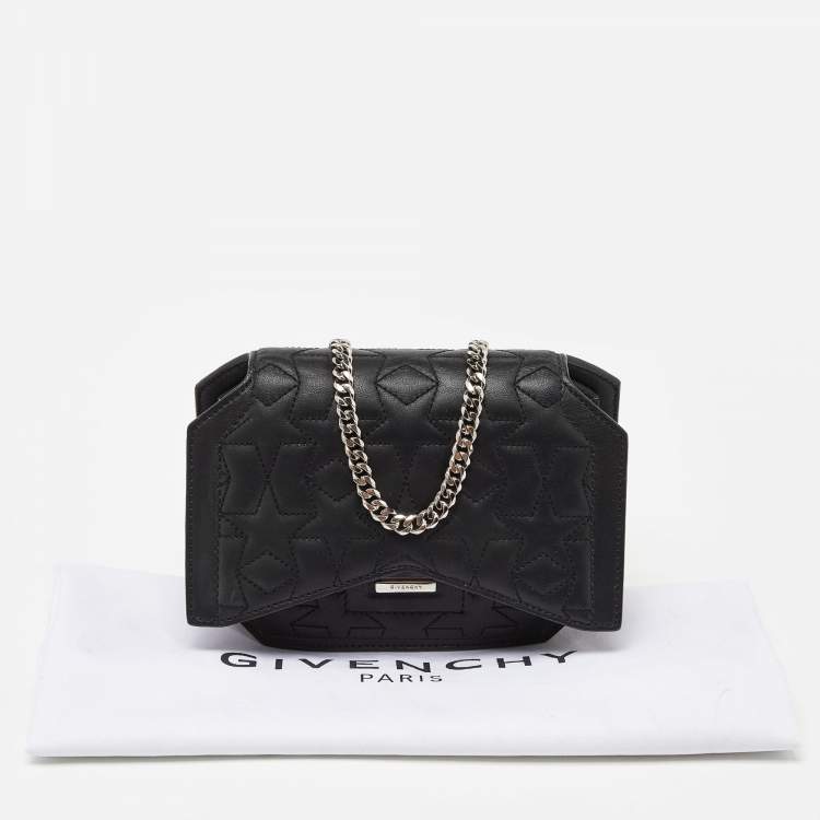 Pre Owned Givenchy Black Leather Bow Cut Flap Chain Bag