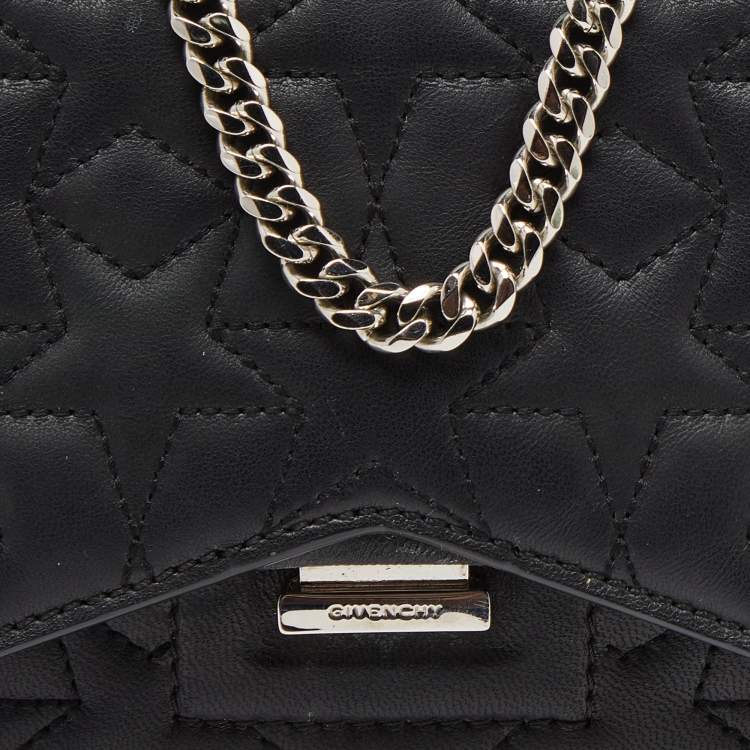 Pre Owned Givenchy Black Leather Bow Cut Flap Chain Bag