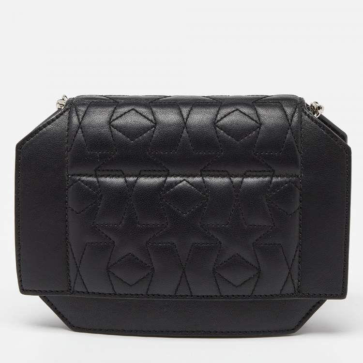 Pre Owned Givenchy Black Leather Bow Cut Flap Chain Bag