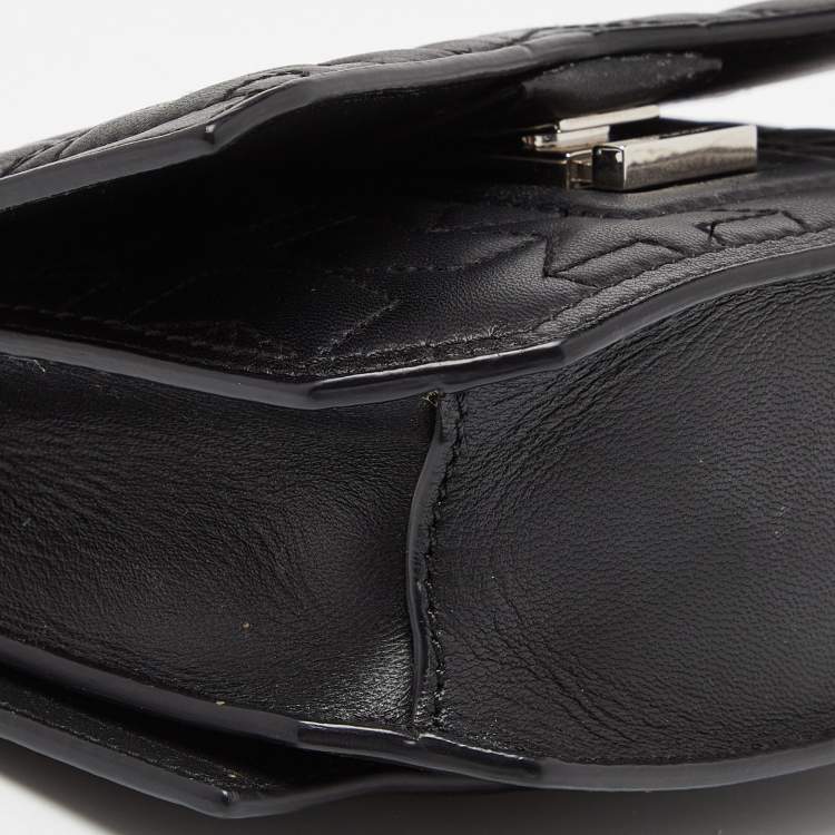 Pre Owned Givenchy Black Leather Bow Cut Flap Chain Bag