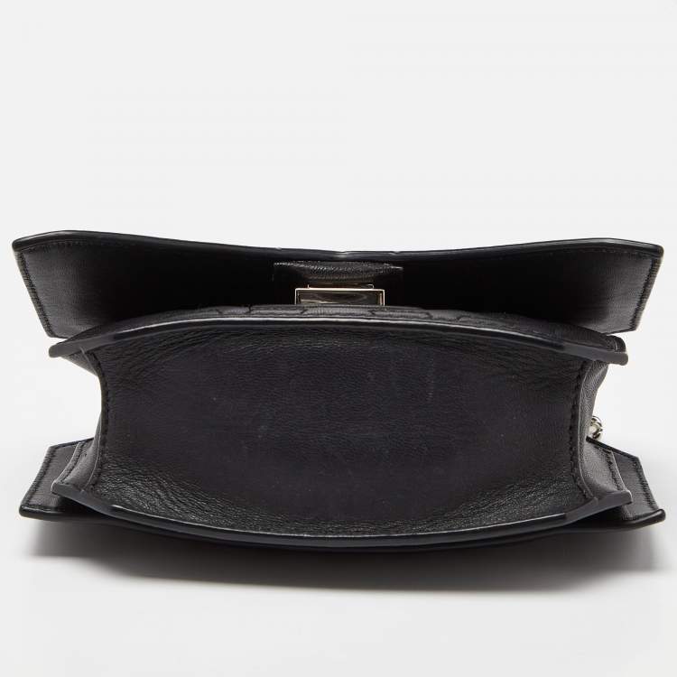 Pre Owned Givenchy Black Leather Bow Cut Flap Chain Bag