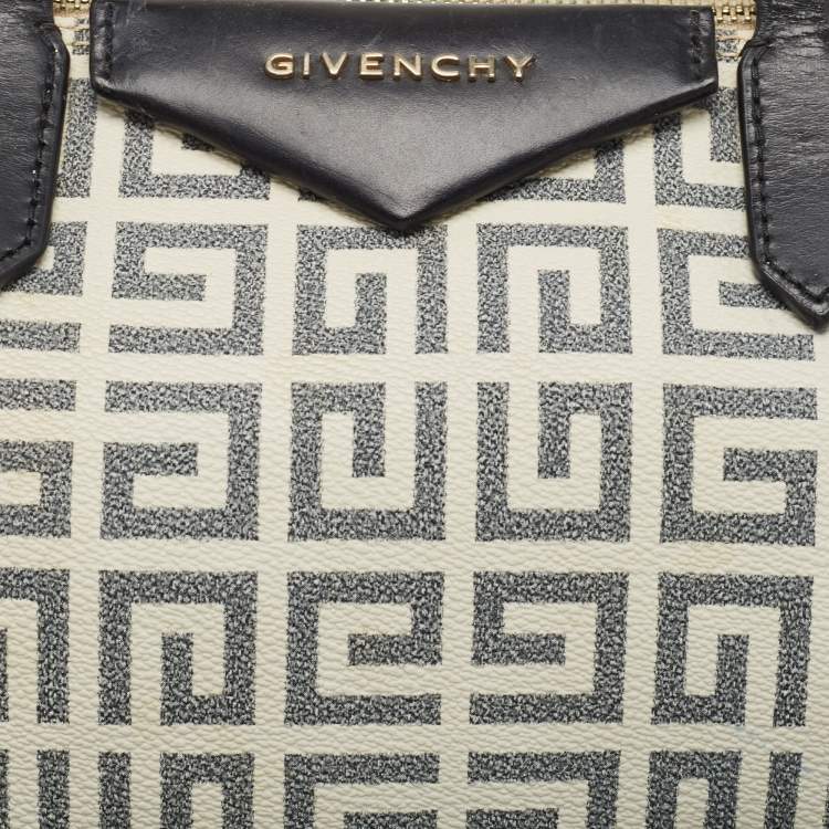 Pre Owned Givenchy Black/White Monogram Coated Canvas and Leather Boston Bag w/Wallet