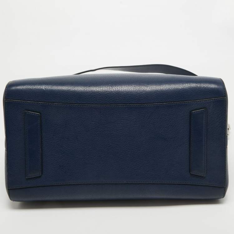 Pre Owned Givenchy Navy Blue Leather Medium Antigona Satchel