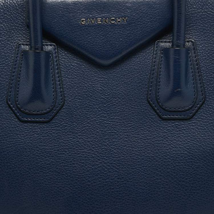 Pre Owned Givenchy Navy Blue Leather Medium Antigona Satchel