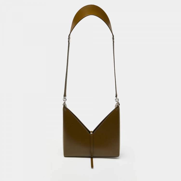 Pre Owned Givenchy Olive Green Glossy Leather Chain Cut Out Bag
