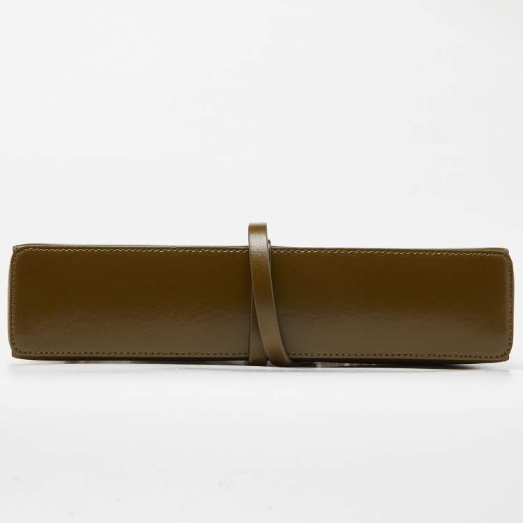 Pre Owned Givenchy Olive Green Glossy Leather Chain Cut Out Bag