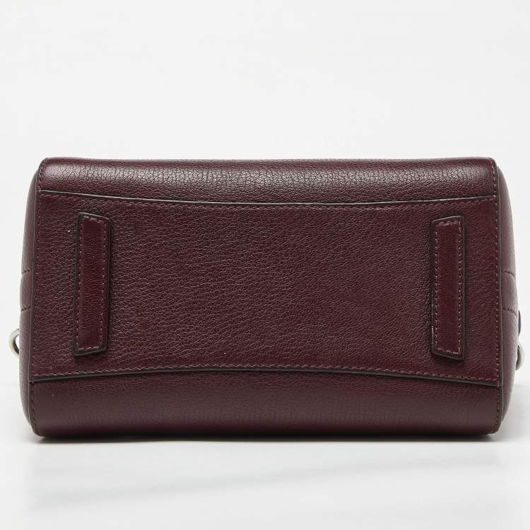Pre Owned Givenchy Burgundy Leather Mini Antigona Satchel