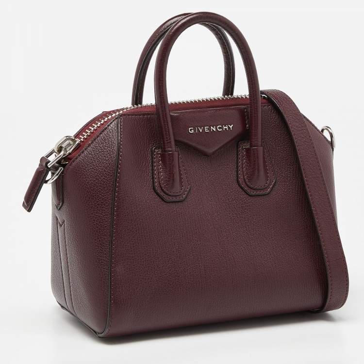 Pre Owned Givenchy Burgundy Leather Mini Antigona Satchel