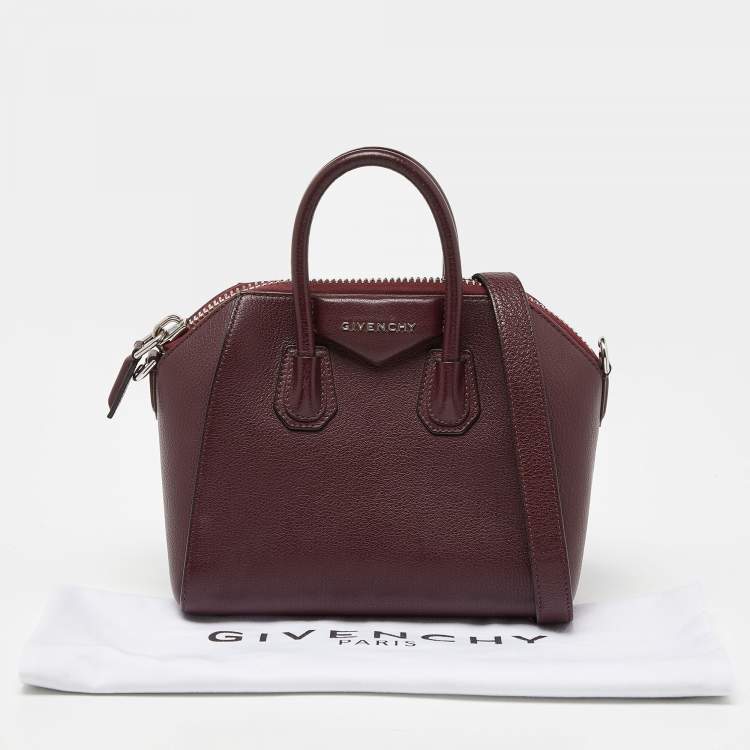 Pre Owned Givenchy Burgundy Leather Mini Antigona Satchel