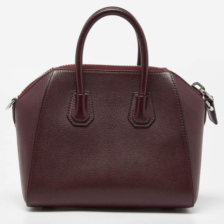Pre Owned Givenchy Burgundy Leather Mini Antigona Satchel