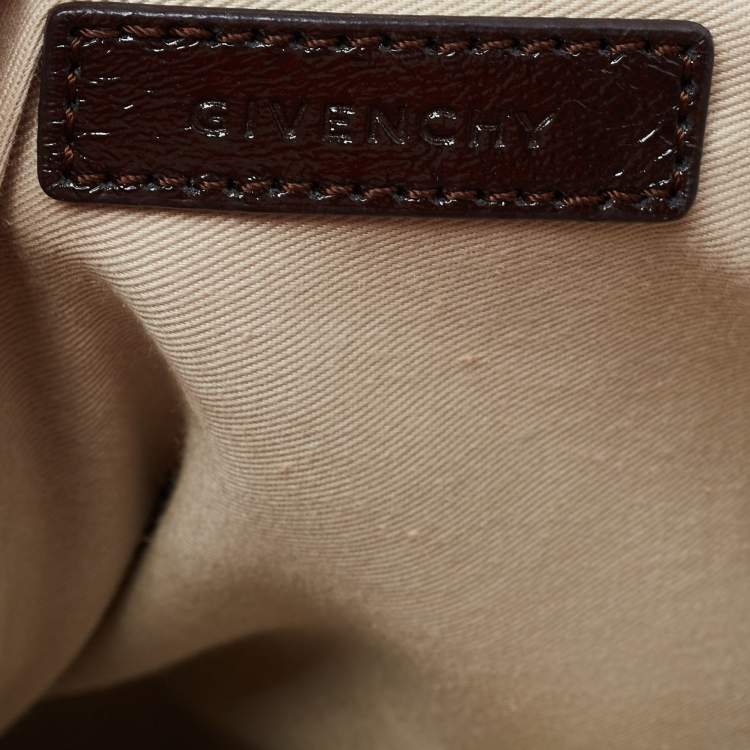 Pre Owned Givenchy Brown Signature Canvas and Patent Leather Tote