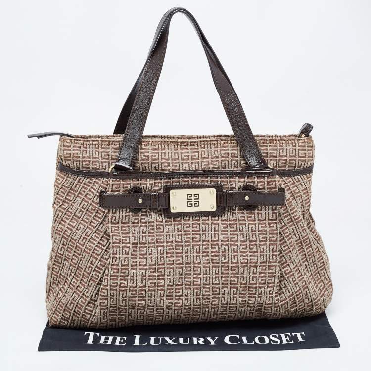 Pre Owned Givenchy Brown Signature Canvas and Patent Leather Tote