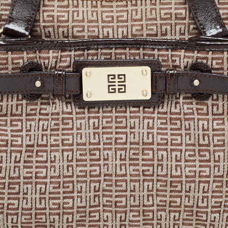 Pre Owned Givenchy Brown Signature Canvas and Patent Leather Tote
