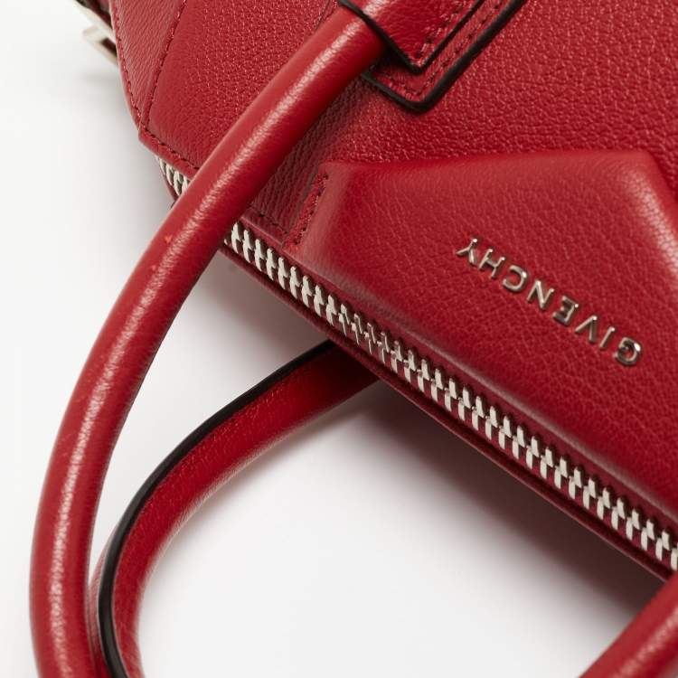 Pre Owned Givenchy Red Leather Small Antigona Satchel
