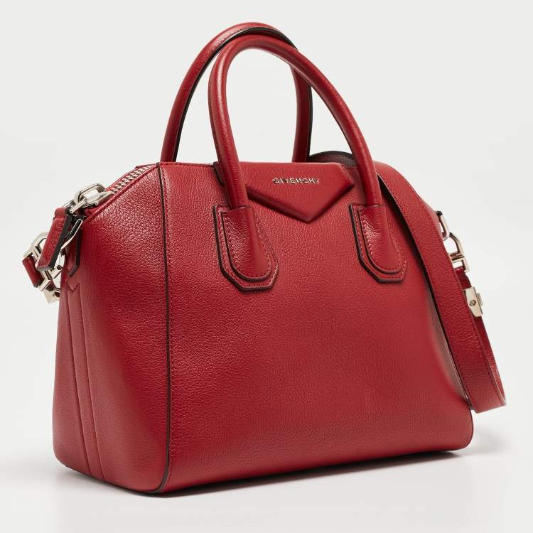 Pre Owned Givenchy Red Leather Small Antigona Satchel