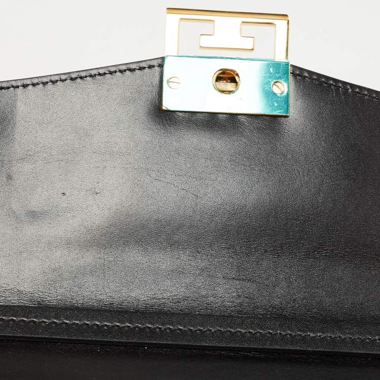 Pre Owned Givenchy Black Glossy Leather Small GV3 Shoulder Bag