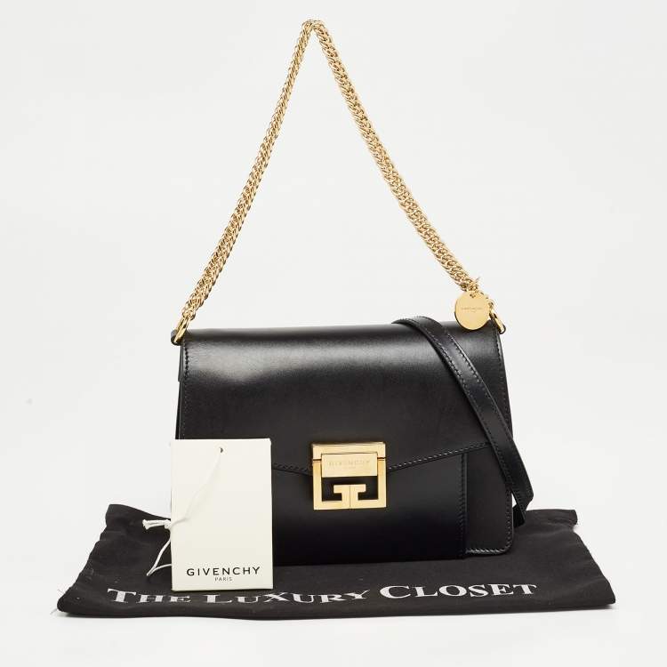 Pre Owned Givenchy Black Glossy Leather Small GV3 Shoulder Bag