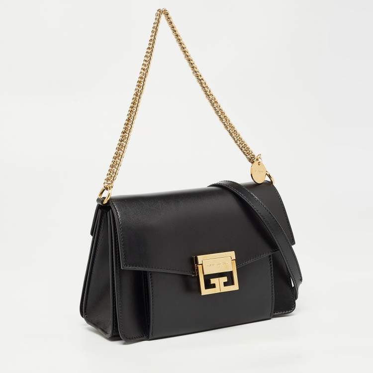 Pre Owned Givenchy Black Glossy Leather Small GV3 Shoulder Bag