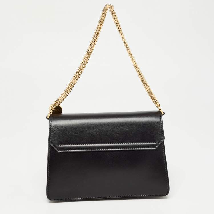 Pre Owned Givenchy Black Glossy Leather Small GV3 Shoulder Bag