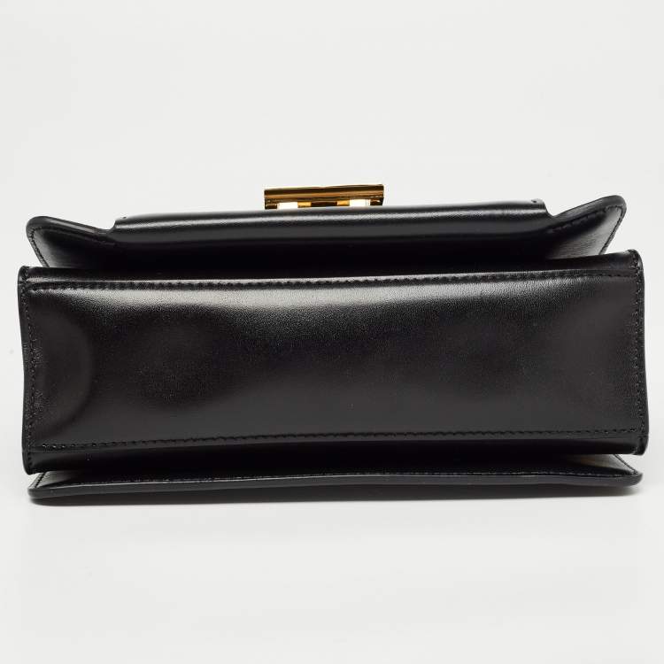 Pre Owned Givenchy Black Glossy Leather Small GV3 Shoulder Bag
