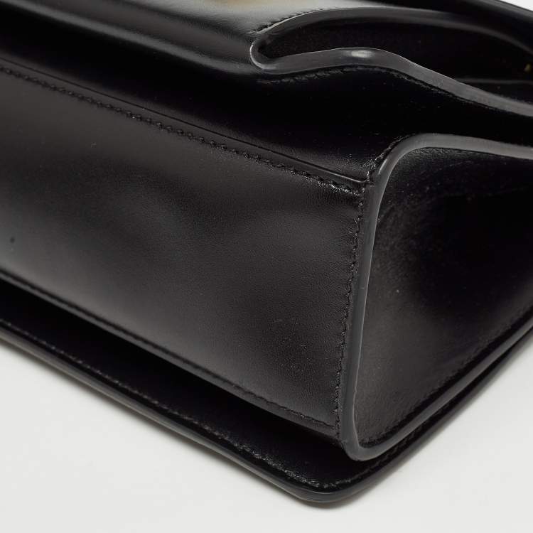 Pre Owned Givenchy Black Glossy Leather Small GV3 Shoulder Bag