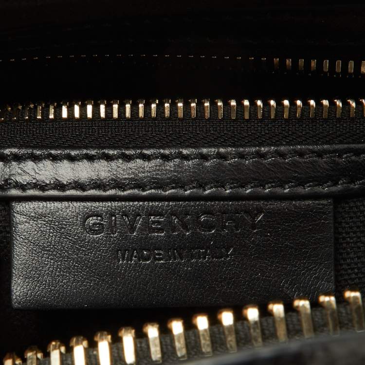 Pre Owned Givenchy Black Glossy Croc Embossed Leather Mini Antigona Satchel