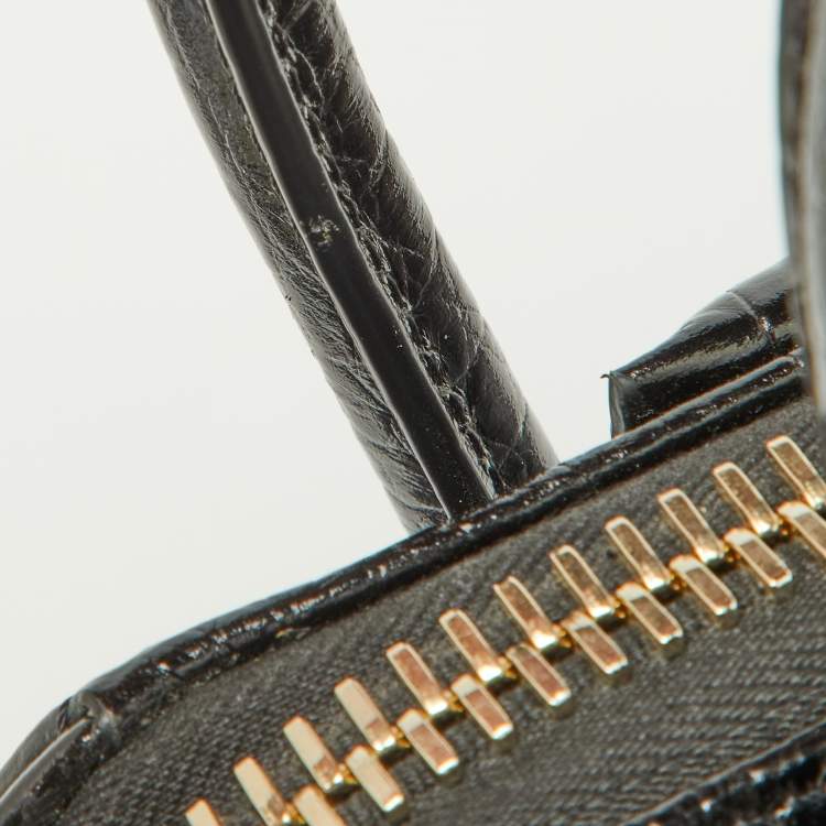 Pre Owned Givenchy Black Glossy Croc Embossed Leather Mini Antigona Satchel