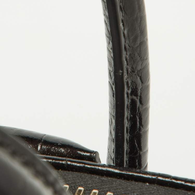 Pre Owned Givenchy Black Glossy Croc Embossed Leather Mini Antigona Satchel