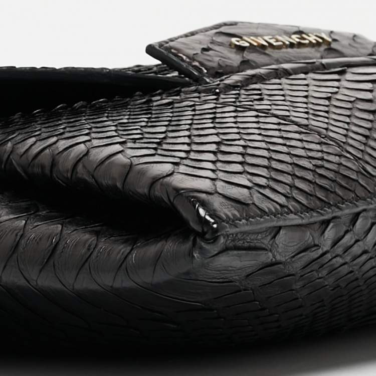 Pre Owned Givenchy Black Python Antigona Envelope Clutch 