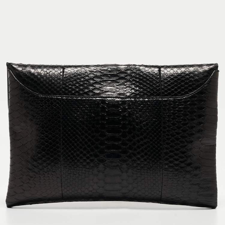 Pre Owned Givenchy Black Python Antigona Envelope Clutch 