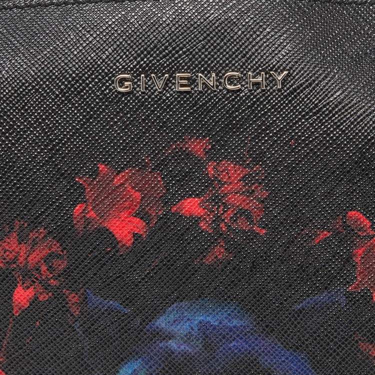 Pre Owned Givenchy Black Jaguar Printed Leather Zip Pouch