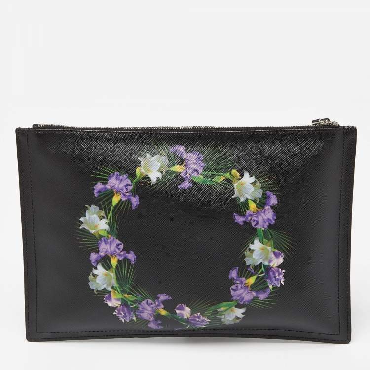 Pre Owned Givenchy Black Coated Canvas Shark Jaw Print Antigona Zip Clutch
