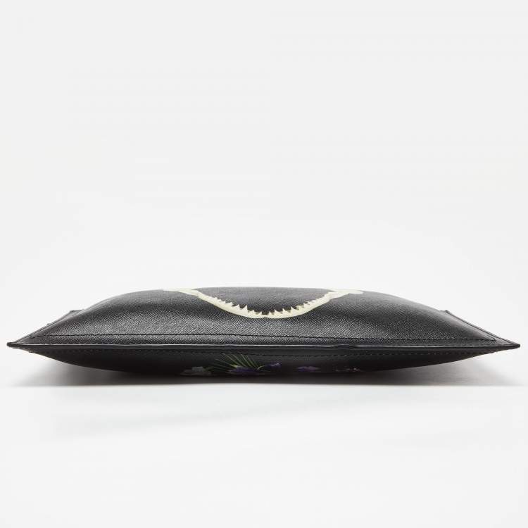Pre Owned Givenchy Black Coated Canvas Shark Jaw Print Antigona Zip Clutch