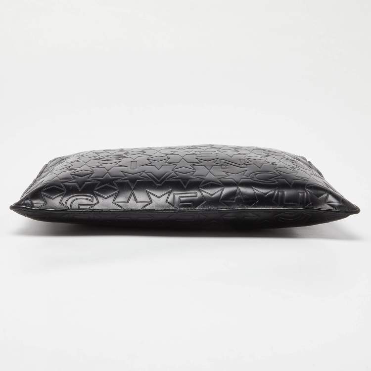 Pre Owned Givenchy Black Star Embossed Leather Zip Clutch