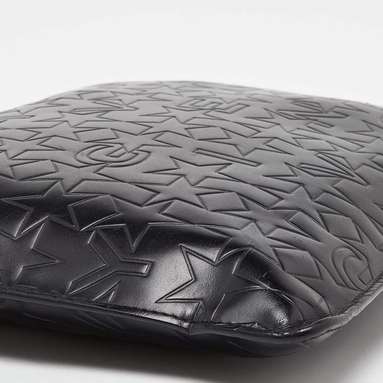 Pre Owned Givenchy Black Star Embossed Leather Zip Clutch