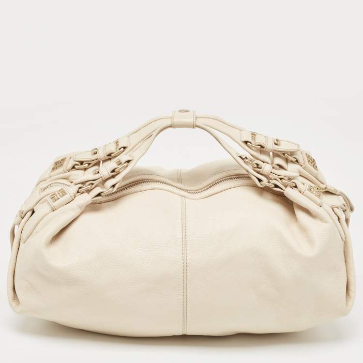 Pre Owned Givenchy Light Beige Leather Double Handle Hobo