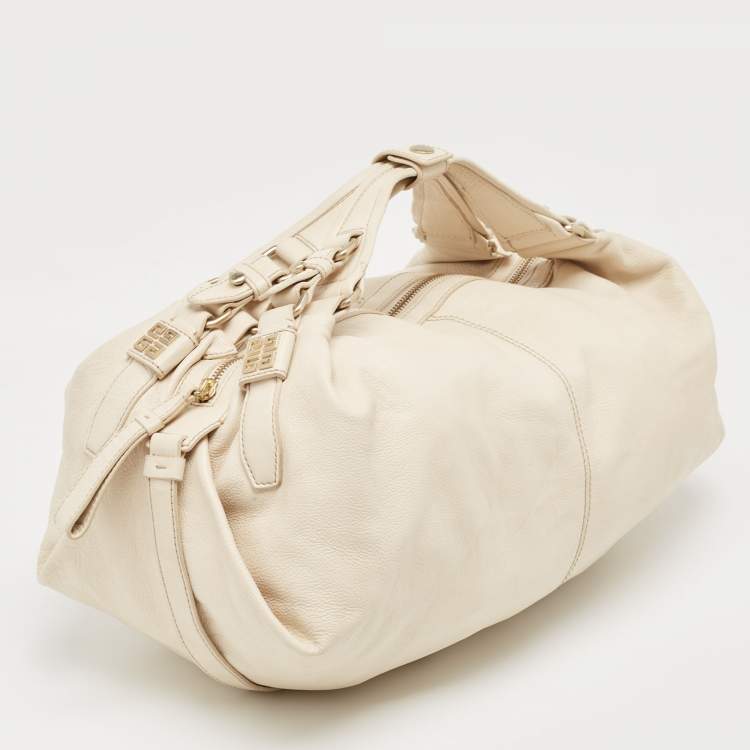Pre Owned Givenchy Light Beige Leather Double Handle Hobo