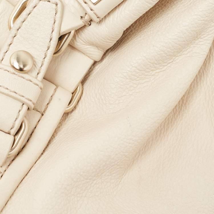 Pre Owned Givenchy Light Beige Leather Double Handle Hobo
