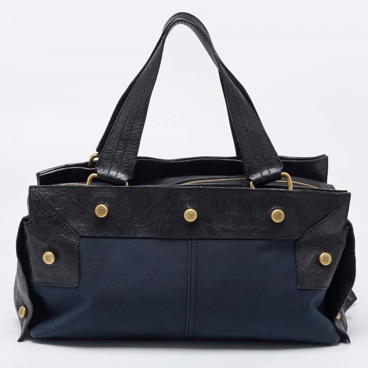 Pre Owned Givenchy Blue/Black Fabric and Leather Bag