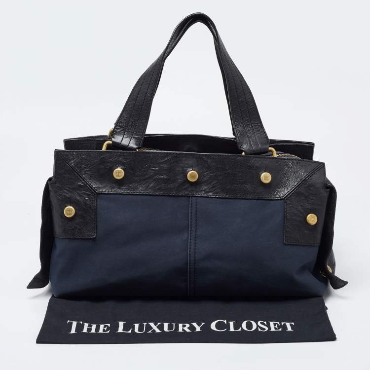 Pre Owned Givenchy Blue/Black Fabric and Leather Bag